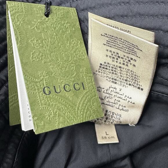 NWT Gucci Brella Cloche Size L 58cm Nylon Bucket Hat Black Gold GG Marmont $599 main image 6